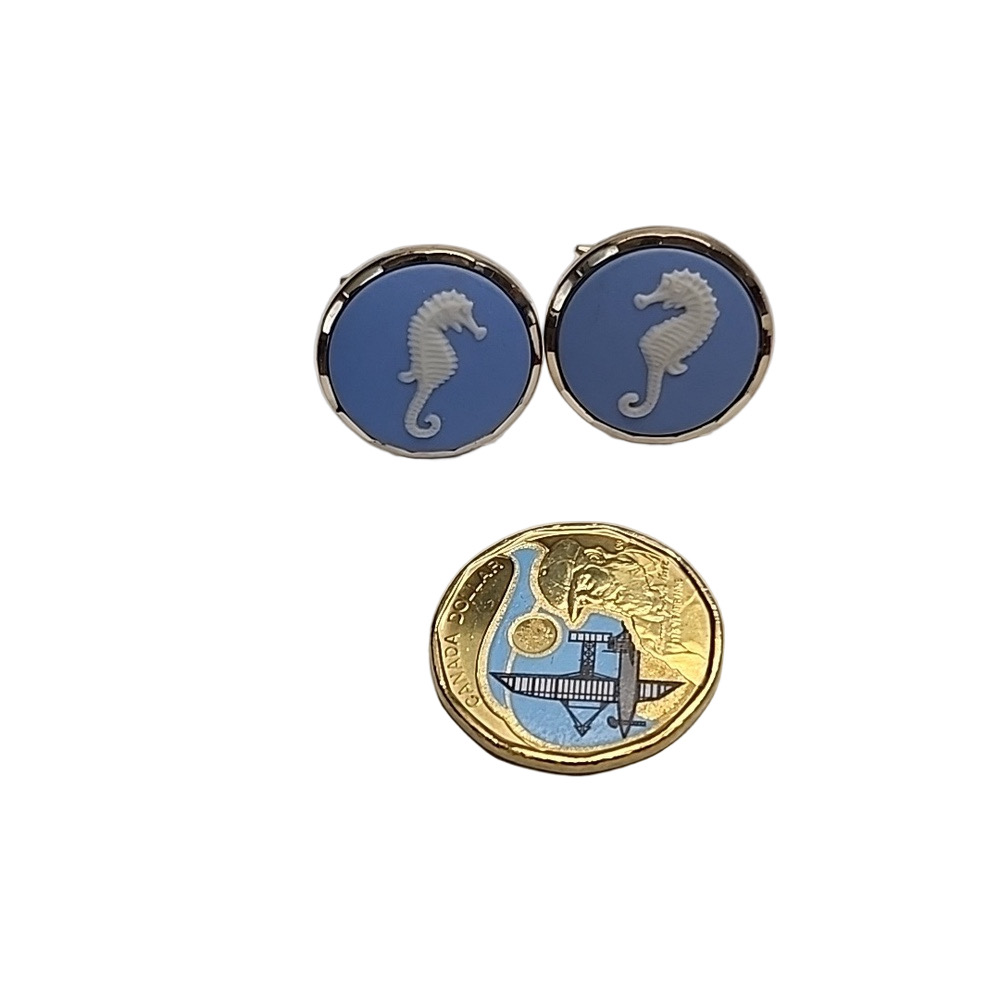 WEDGWOOD VINTAGE CUFFLINKS GOLD TONE SEAHORSE